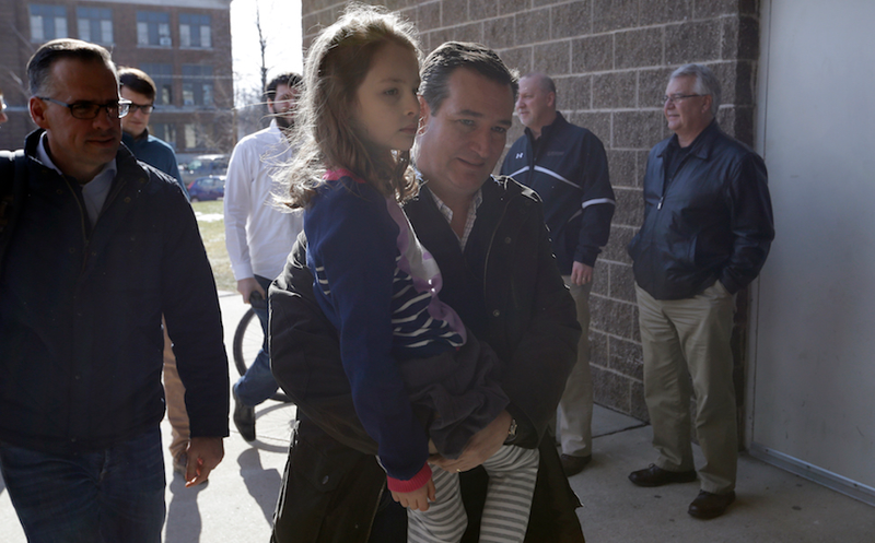 Caroline Cruz would prefer to be literally anywhere but the Green County Community Center in Jefferson, Iowa, surrounded by an indistinguishable crowd of doughy men—she would rather be eating brussels sprouts, or memorizing times tables, or drowning slowly in the Arctic sea—but as she appears to have no choice, she will allow herself to be carried in. (AP)